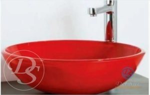 Bacha Baño Apoyo Vidrio Rojo Pringles 42cm Diám 12 Mm Esp