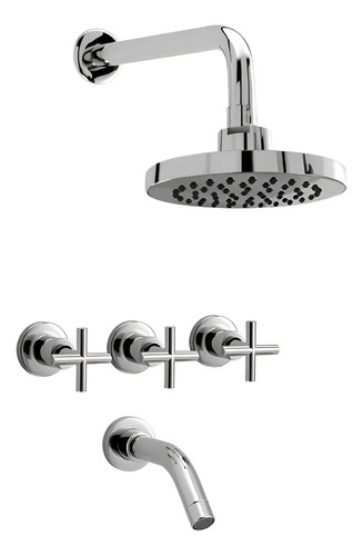 Grifería P/ducha C/transferencia Valencia 80-138 - Peirano Plateado Cromado