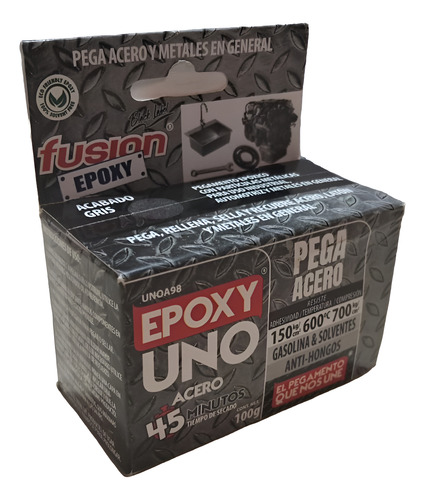 Pegamento Fusión Epoxy Uso General Para Acero X 100gr Gris Oscuro