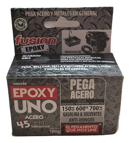 Pegamento Fusión Epoxy Uso General Para Acero X 100gr Gris Oscuro - Imagen 2