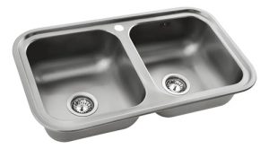 Bacha De Cocina Doble De Acero Inoxidable De 78x43x20 - 406e Plateado