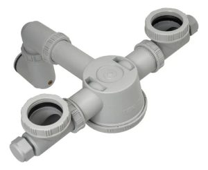 Sifón Doble C/salida Lavarropas/lavavajillas Pvc Mi Pileta Blanco