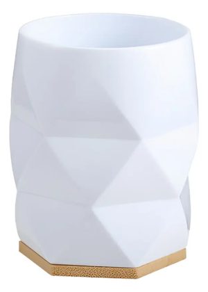 Vaso Portapasta Geométrico Abs Y Bambú Color Blanco