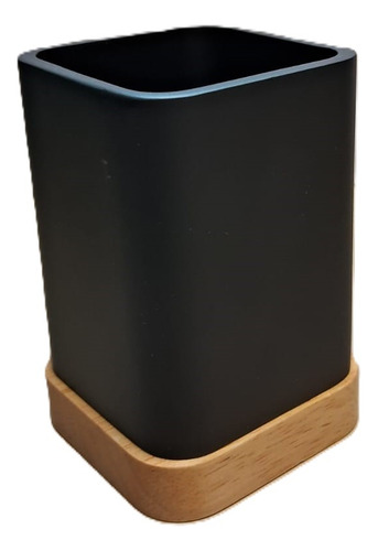 Set De Artículos Para Baño Nórdico Color Madera Y Negro Negro - Imagen 2