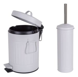 Accesorio Baño Escobilla Inodoro + Cesto Tacho 3l Nat Blanco Blanco