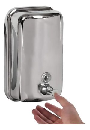 Dispenser Para Jabón Liquido De 500ml De Acero Inoxidable Plateado