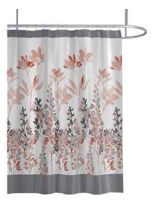 Cortina De Baño De Jacquard Lino Estampada Ada 180x180 Blanco Ada