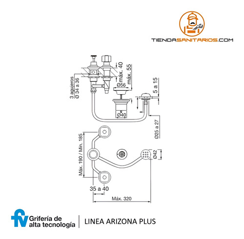 Griferia Bidet Fv Arizona Plus 295/b1p Cromo Brillante - Imagen 2