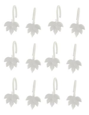 Ganchos Cortina Baño Plásticos X 12u Hojas Blancas Blanco