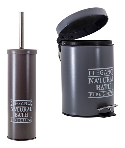 Cesto Vintage Acero Baño Elegance Gris +escobilla Gris