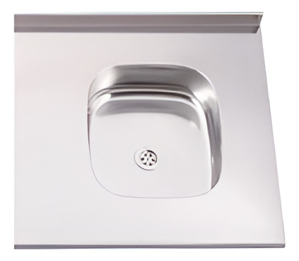 Mesada D/acero Inox. De 1,40 X 62 C/pileta Derecha Y 1 Aguj. Plateado - Imagen 2