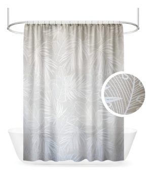 Cortina De Baño De Jacquard Lino Estampada Palm Nude 180x180 Rosa Palm Nude
