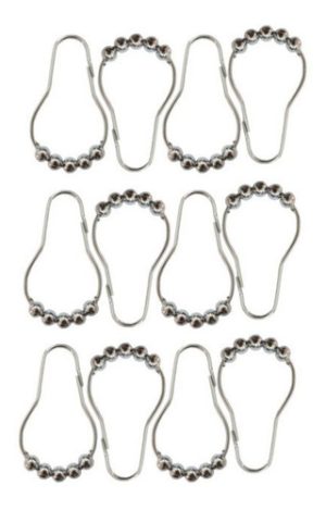 Ganchos Aros Cortina De Metal Gota Con Mostacillas X 12u Plateado