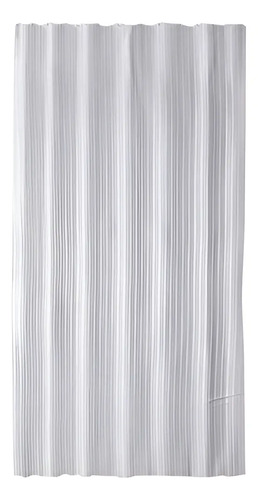 Cortina Baño Premium Líneas Verticales + Ganchos Blanco Líneas Verticales