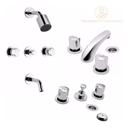 Combo De Grifería Baño Fv Pampa Completo 0900.03/b6 Cromo
