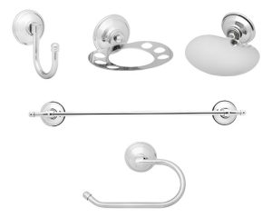 Set D/cinco Piezas C/toallero Barral 45cm Argenta - Majos Plateado