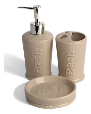 Set De Artículos Para Baño De 3 Piezas De Porcelana - Beige Beige