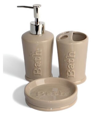 Set de Accesorios para Baño de Porcelana de 3 Piezas – Beige