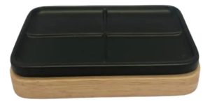 Jabonera Nórdica Color Negro Y Madera Negro