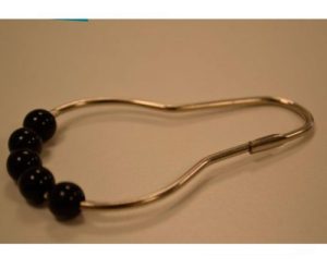 Ganchos Aros Cortina De Metal Gota Con Mostacil Negro X 12u Negro