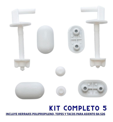 Kit Repuesto Herrajes Asiento Tope Ariel Original Ba 526 Blanco - Imagen 2