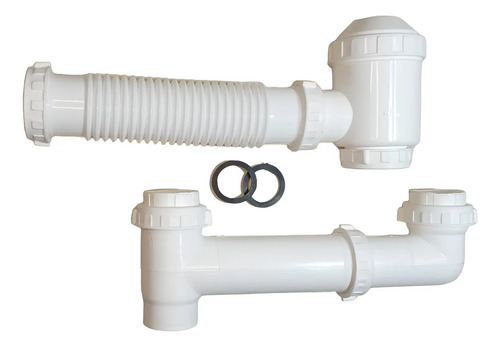 Sifon Doble Bacha Pvc Calidad Premium Mi Pileta Blanco - Imagen 2