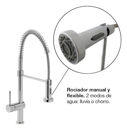 Grifería para Cocina Monocomando con Rociador Manual 20-140 Cuina Peirano - Imagen 3