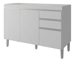 Bajo Mesada Sin Mesada Blanco Perfil Aluminio 1.40 Mts Blanco