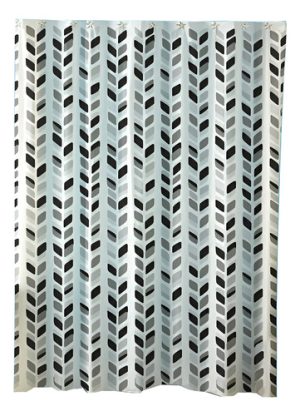 Cortina Baño Plástica Extra Gruesa Espiga Negra + Ganchos Negro Espiga