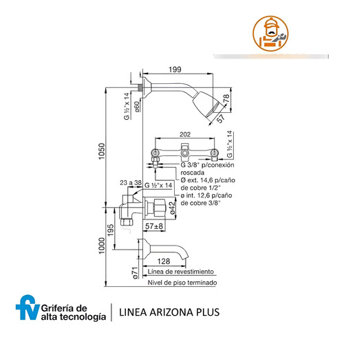 Griferia Ducha Bañera Fv Arizona Plus 103/b1p - Imagen 2