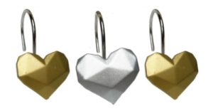 Ganchos Cortina Resina Metal X 12u Corazon Dorado Y Plateado Plateado