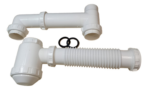 Sifon Doble Bacha Pvc Calidad Premium Mi Pileta Blanco - Imagen 4