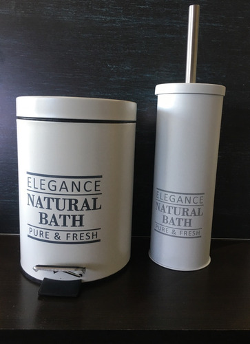 Cesto Vintage Acero Baño Elegance Gris +escobilla Gris - Imagen 3