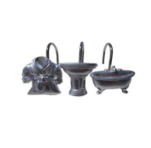 Ganchos Cortina Metalicos Bath Formas X12  Bañera Bata Lava Plateado