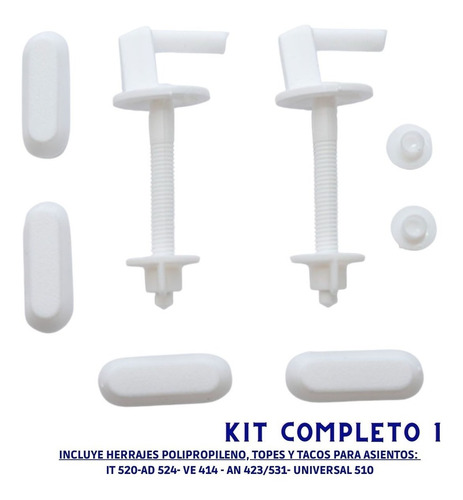 Kit Repuesto Herrajes Asiento Tope Ariel Original Varios Mod Blanco - Imagen 2