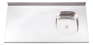 Mesada Cocina Acero Ariel 120x62 Bacha Derecha Con Zocalo Cromado