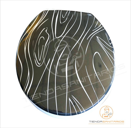 Tapa Asiento Inodoro Urea Decorada Madera Negra - Imagen 2