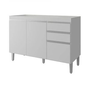 Bajo Mesada Sin Mesada Blanco Perfil Aluminio 1.20 Mts Blanco