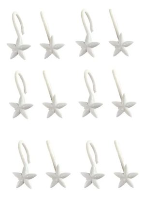 Ganchos Cortina Plásticos X 12u Estrellas Blancas Blanco