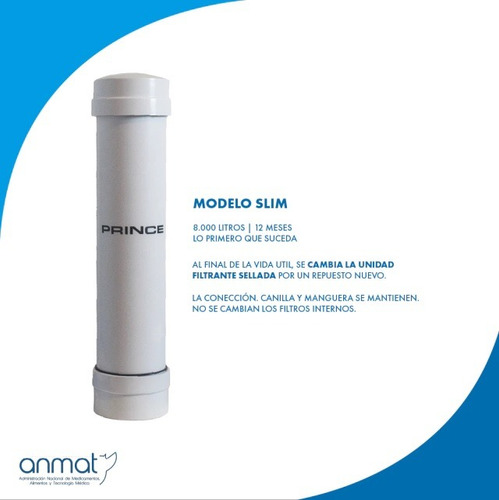 Repuesto Filtro Purificador De Agua Prince Blanco S Mesada Blanco - Imagen 4