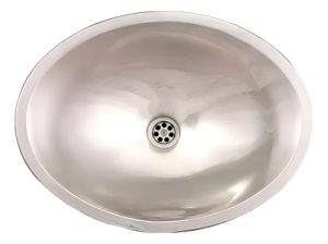 Bacha Baño Bajo Mesada Acero Oval 456 Mi Pileta 32x44x13 Cm Gris
