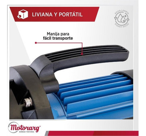 Bomba De Agua Autoaspirante Motorarg Bjp 100 1 Hp Mono 50 Hz Azul Monofásica - Imagen 3