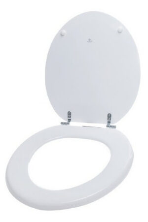 Asiento Derpla para Inodoro Ferrum Florencia MDF Blanco Herraje Cromo