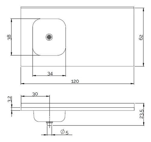 Mesadas Cocina Acero Ariel 120x62 Bacha Derecha Con Zocalo - Imagen 2