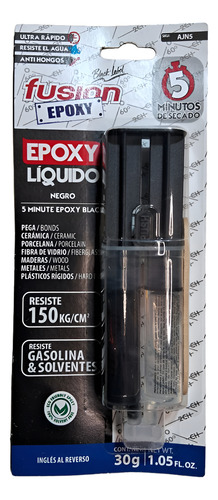 Pegamento Fusión Epoxy Jeringa X 30gr Liquido Color Negro Negro