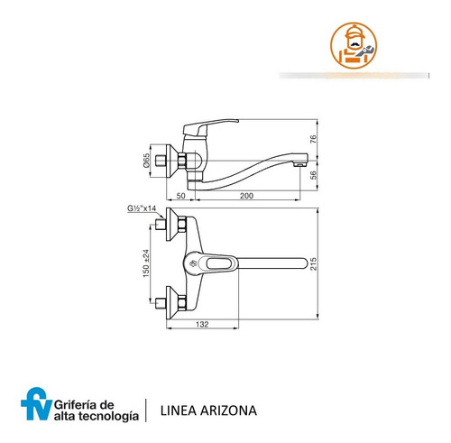 Griferia Cocina Pared Exterior Fv Arizona Monocomando 406/b1 Cromo - Imagen 2