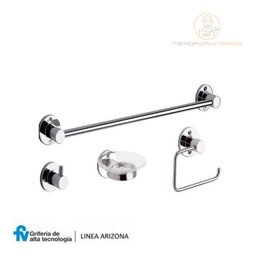 Kit Accesorios De Baño Fv Arizona Con Toallero 4 Piezas