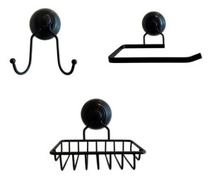 Set De Artículos Para Baño Cromados Con Sopapa Color Negro Negro