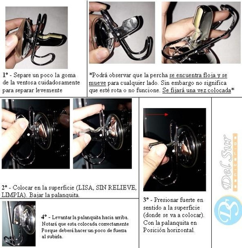 Perchas Ganchos Baño Cromado Sin Agujerear / Perforar 2 Unid Cromado - Imagen 5