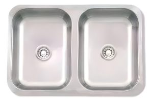 Pileta Cocina Doble Acero Inoxidable 104p 57x37x18 Económica Plateado